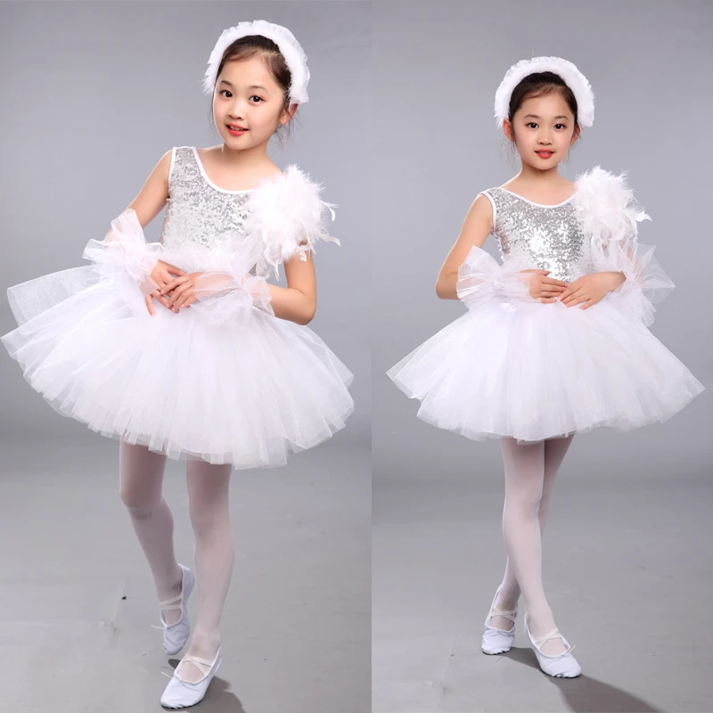 Girls White Swan Lake Ballet princess dance dress Costume 90cm165 Kids