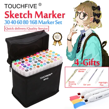 Touchfive Marker 30 40 60 80 168Colors Art Marker Set Oily Alcohol Based Sketch Markers Pen