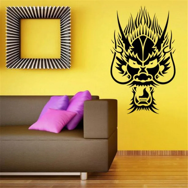 Oriental Dragon Head Decal Funny Animal head Wall Sticker Home Decor Art Mural Decals | Дом и сад