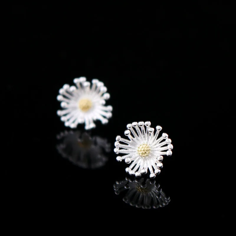 

Fashion New 925 Sterling Silver Stud Earrings For Women, Fresh Flower Daisy shape cute Earrings Girls lovely lovers best Gift