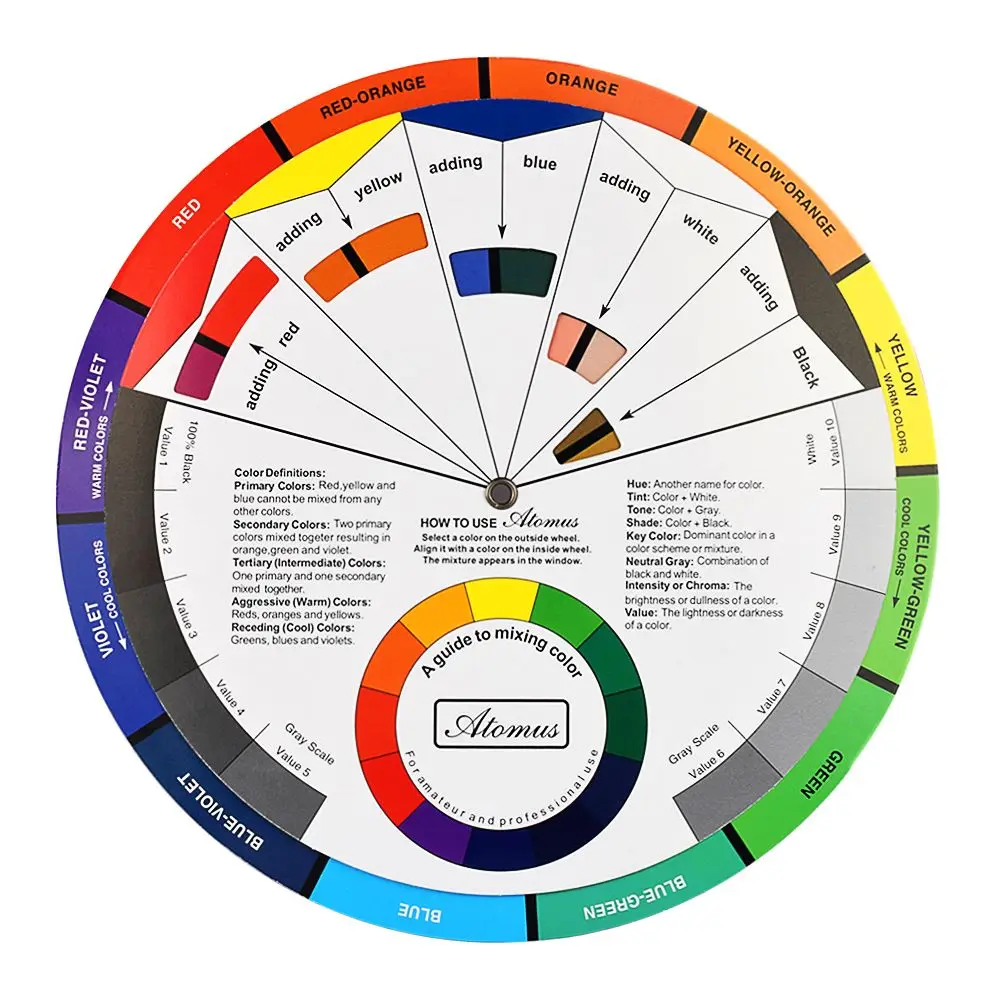

ATOMUS Micro Tattoo Pigment Color Wheel Chart Ink Color Wheel Swatches For Mixing Color Tattoo Permanent Makeup Accessories