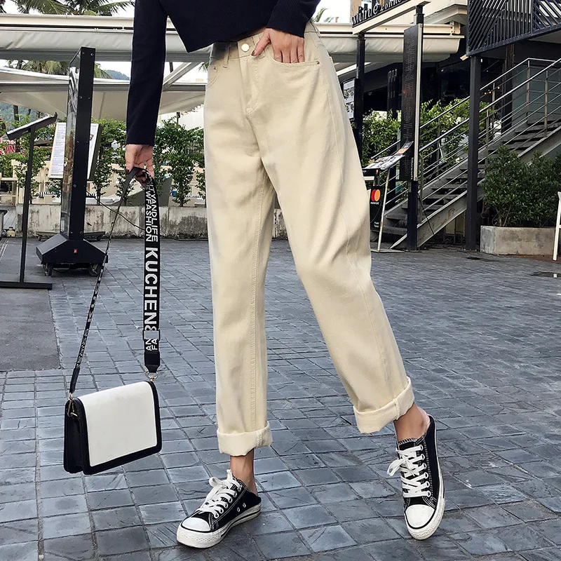 

GUUZYUVIZ High Waist Boyfriend Jeans For Women Casual Loose Vintage Black Wide Legs Denim Jeans Women 2019 Spring Woman Jeans