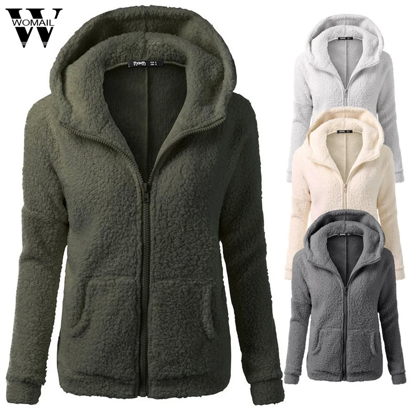 Womail повседневное женское пальто с капюшоном зимнее теплое шерстяное пальто на молнии хлопковое пальто Верхняя одежда jan12/30 oct30