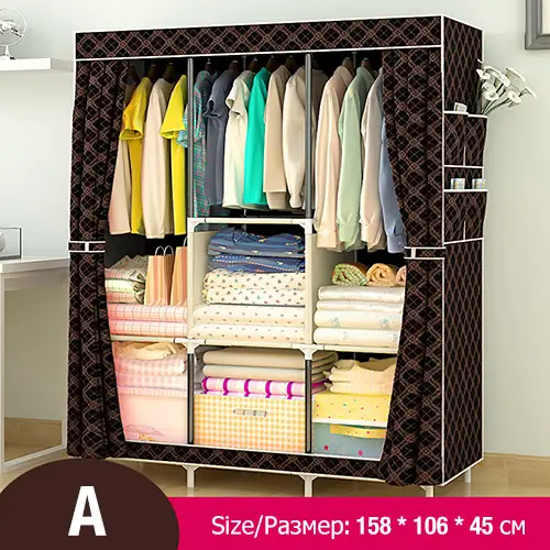 Us 24 63 56 Off Actionclub Non Woven Multifunction Wardrobe Closet Furniture Fabric Large Wardrobe Portable Folding Cloth Storage Cabinet Locker In