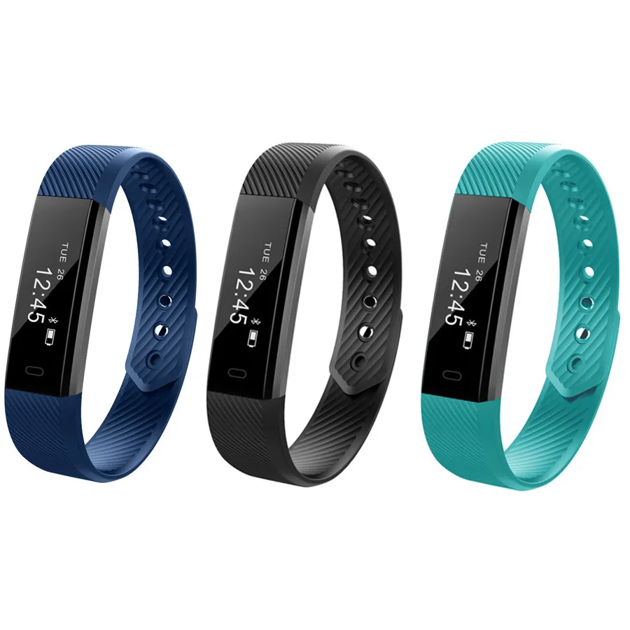 

ID115 Smart Bracelet Fitness Tracker Step Counter Activity Monitor Band Alarm Clock Vibration Wristband for iphone Android phone