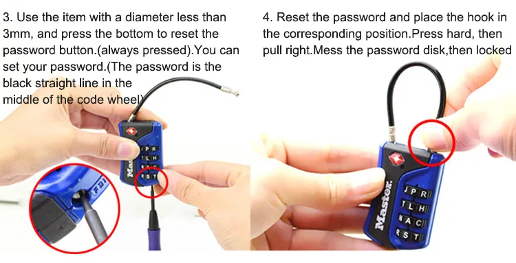 Master Lock TSA Luggage Lock WORD Numeric Combination Password Locks For Travel Luggage Suitcase Code Padlock Customs Lock  (8)