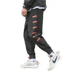 Модные уличные мужские джинсы свободного покроя шаровары Homme японский стиль Печатный дизайнер слаксая нижняя хип-хоп джоггеры джинсы