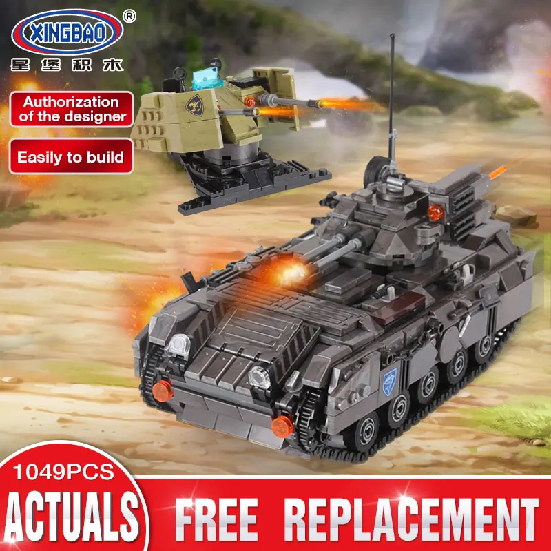 

XINGBAO 06018 Military Series 1049Pcs The Armoured Vehicle Set DIY Building Blocks Bricks Educational Toys for Building Lover