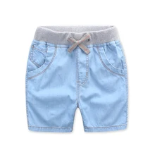 Летние Повседневное для мальчиков джинсовые короткие модные штаны детей Шорты для женщин Джинсы для женщин эластичный пояс малыш ковбой брюк 2-13yrs