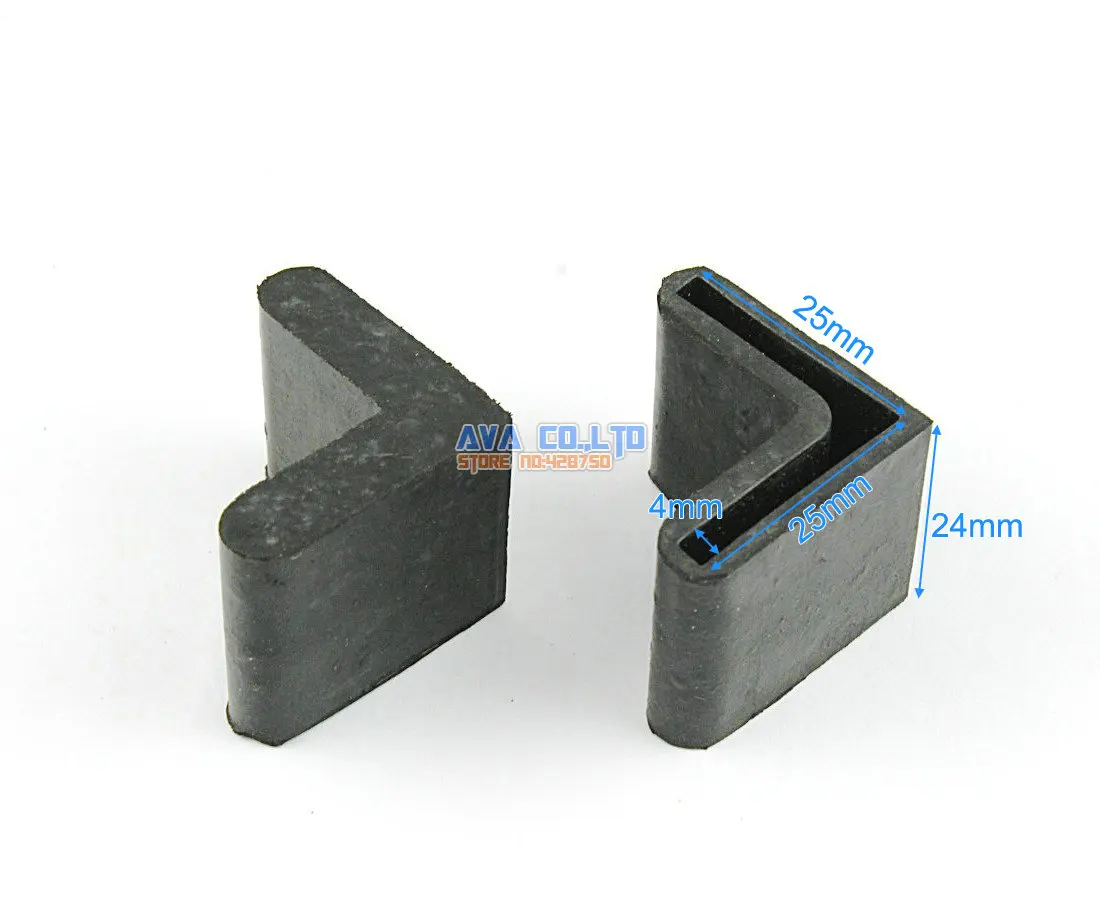 24 Pieces 25 x 25mm L Shape Furniture Feet Rubber Cover Angle Feet Pad Black