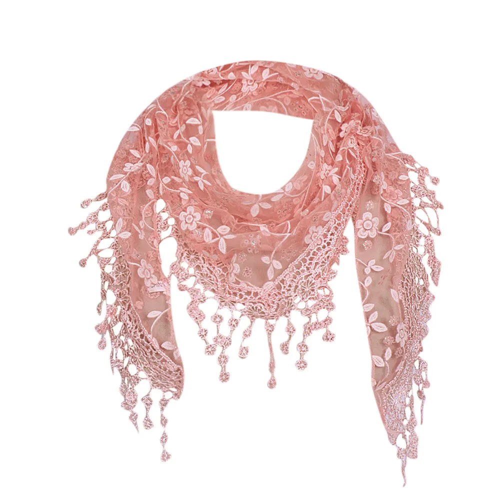 

2019 New Arrival Women Lace Sheer Floral Scarf Shawl Wrap Tassel Scarf12.11