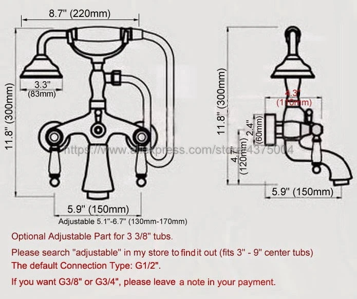 Wall Mount Antique Red Copper Bathtub Faucet Dual Handles Swivel Spout Mixer Tap Ceramic Handles With Hand Shower Nna312