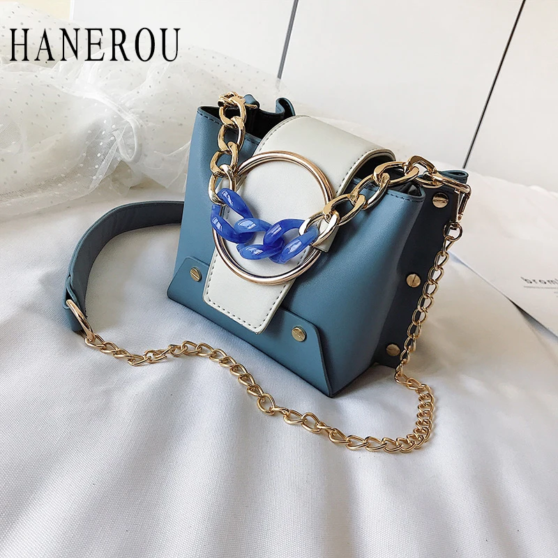 

HANEROU Acrylic Box Bag Bucket Bag Women Acrylic Evening Bag Ins Chain Luxury Women Handbag Banquet Party PVC Shoulder Bags