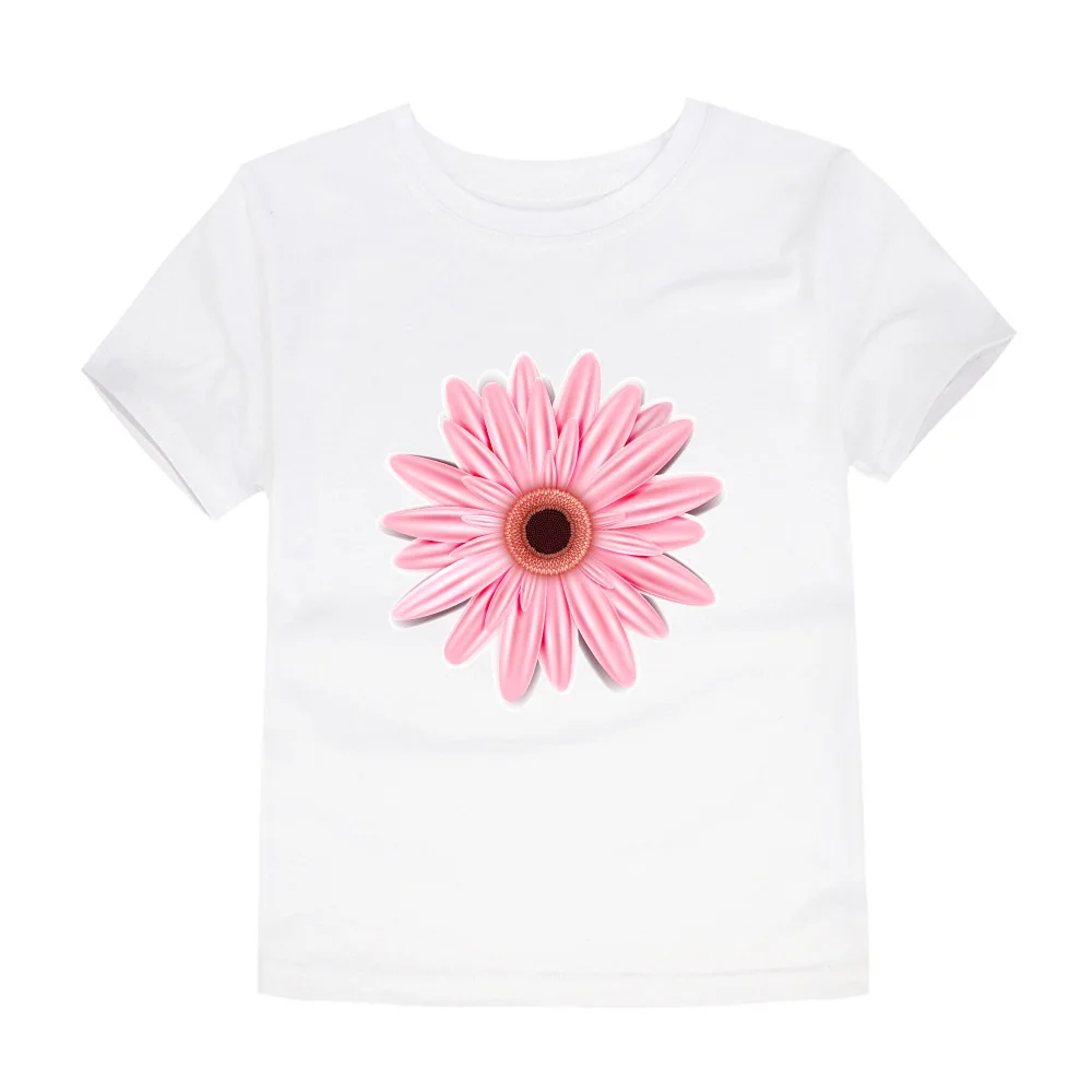 Летние хлопковые футболки с короткими рукавами и цветочным принтом для маленьких девочек, Детская футболка с ромашками, детская одежда, футболки, топы