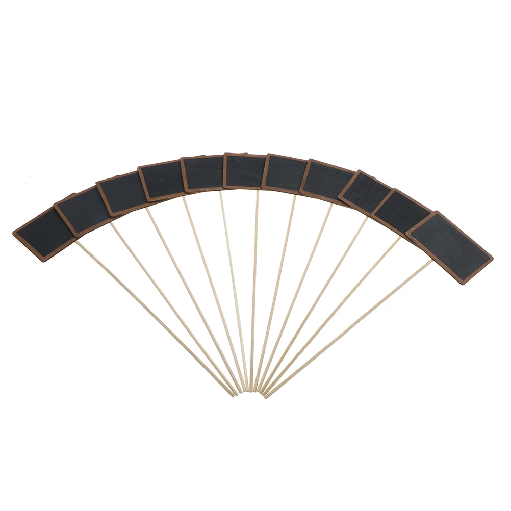 

Wedding Decor 10PCS Direction Sign Mini Wood Chalkboard Blackboard On Stick Stand Holder Place Card Retangle Pattern Party Tag