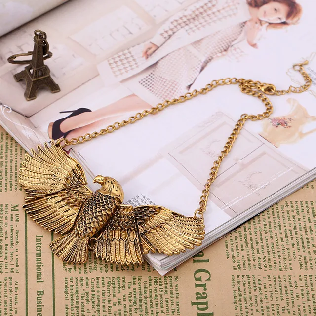 Женское винтажное ожерелье с большим орлом lzhlq массивное золотого