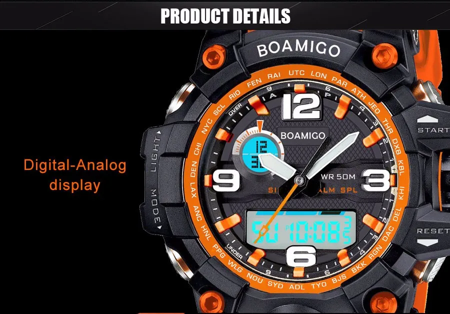 BOAMIGO Brand Analog LED Display Digital Men Watches Dual Display Quartz Watch Water Resistant Fashion Casual Sport Wristwatches (6)