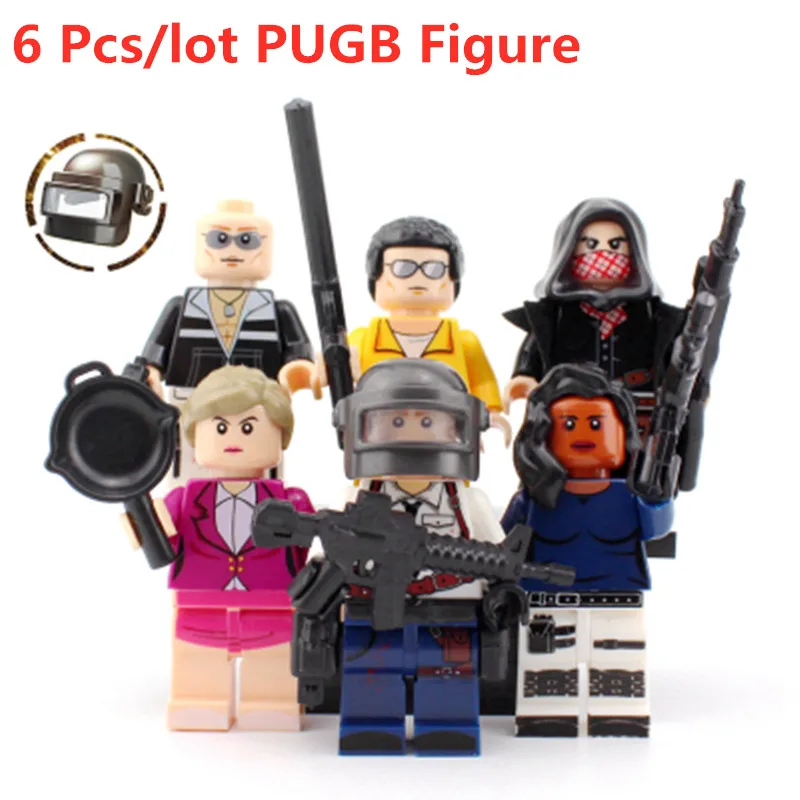 

6Pcs/Lot Military Army PUBG Playerunknown's Battlegrounds Weapons Building Blocks Sets Kids Model Toys Compatible Legoings