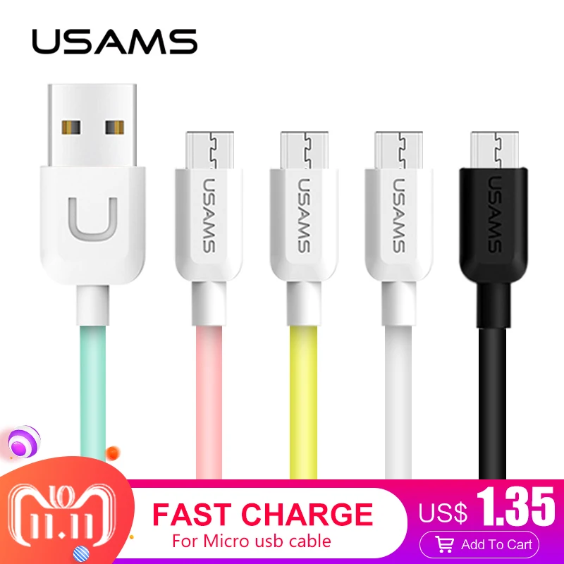 USMAS Micro USB кабель 2A Быстрая зарядка данных Android Мобильный для Xiaomi Redmi Note Huawei Microusb