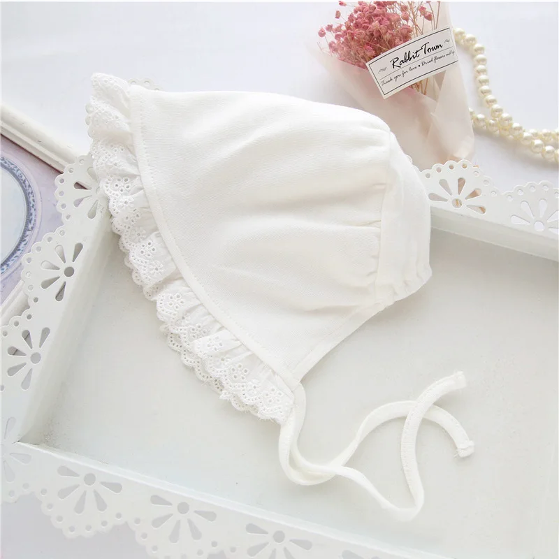 Lace Newborn Baby Hat Cotton Sweet Princess Hat Spring Autumn Cute Newborn Girls Beanie Lace Up Tire Hat Baby Girls Clothing (2)
