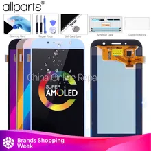 Garansi 5.7 Inci Super AMOLED LCD untuk Samsung Galaxy A7 2017 LCD Display A720 A720F A720M A720Y LCD Layar Sentuh suku Cadang