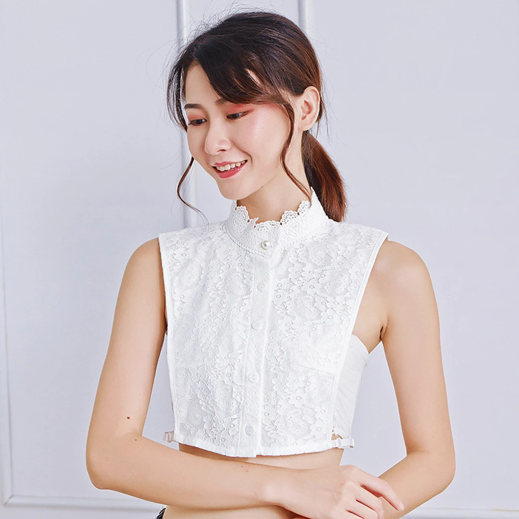 

Womens Fashion Fake Flower Lace Collar Bib Cotton Removable False Half Blouse Neckwear