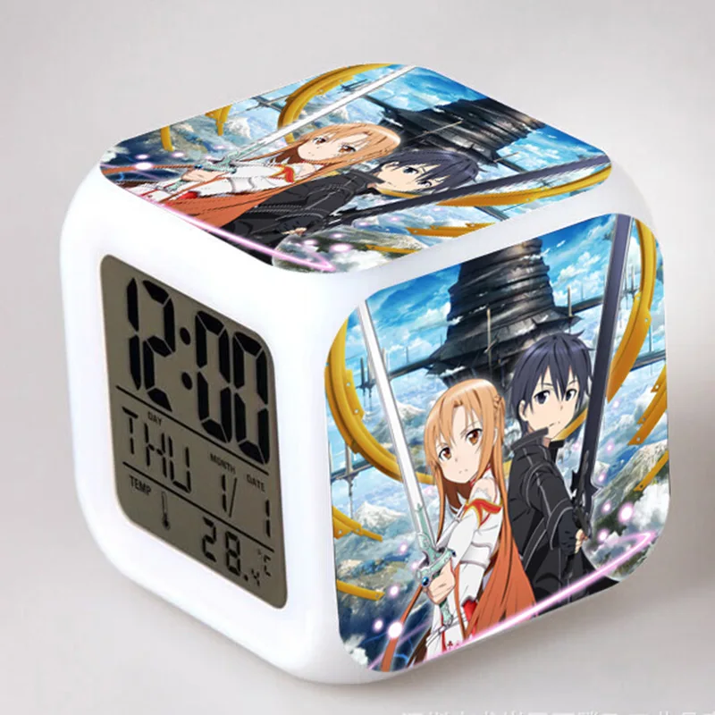 

Sword Art Online Game Figma Alarm Clock Led Color Flash Touch Night Light PVC Figure Collection Model Toys