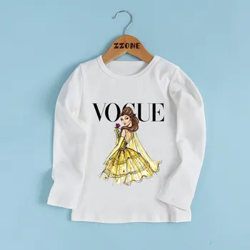 

Girls VOGUE Princess Print Fashion Style T shirt Kids Funny Harajuku Clothes Baby Cartoon Long Sleeve T-shirt,LKP5209