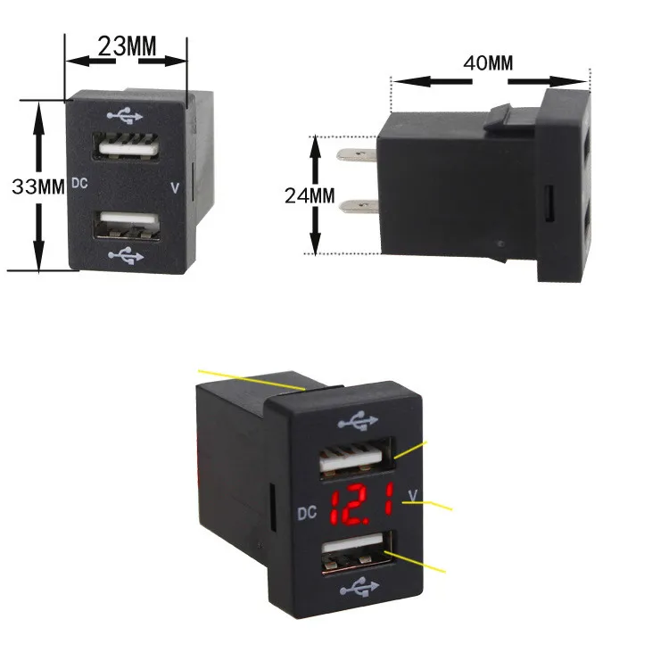 Автомобильное зарядное устройство DC 12 24 В с двумя USB портами адаптер для зарядки