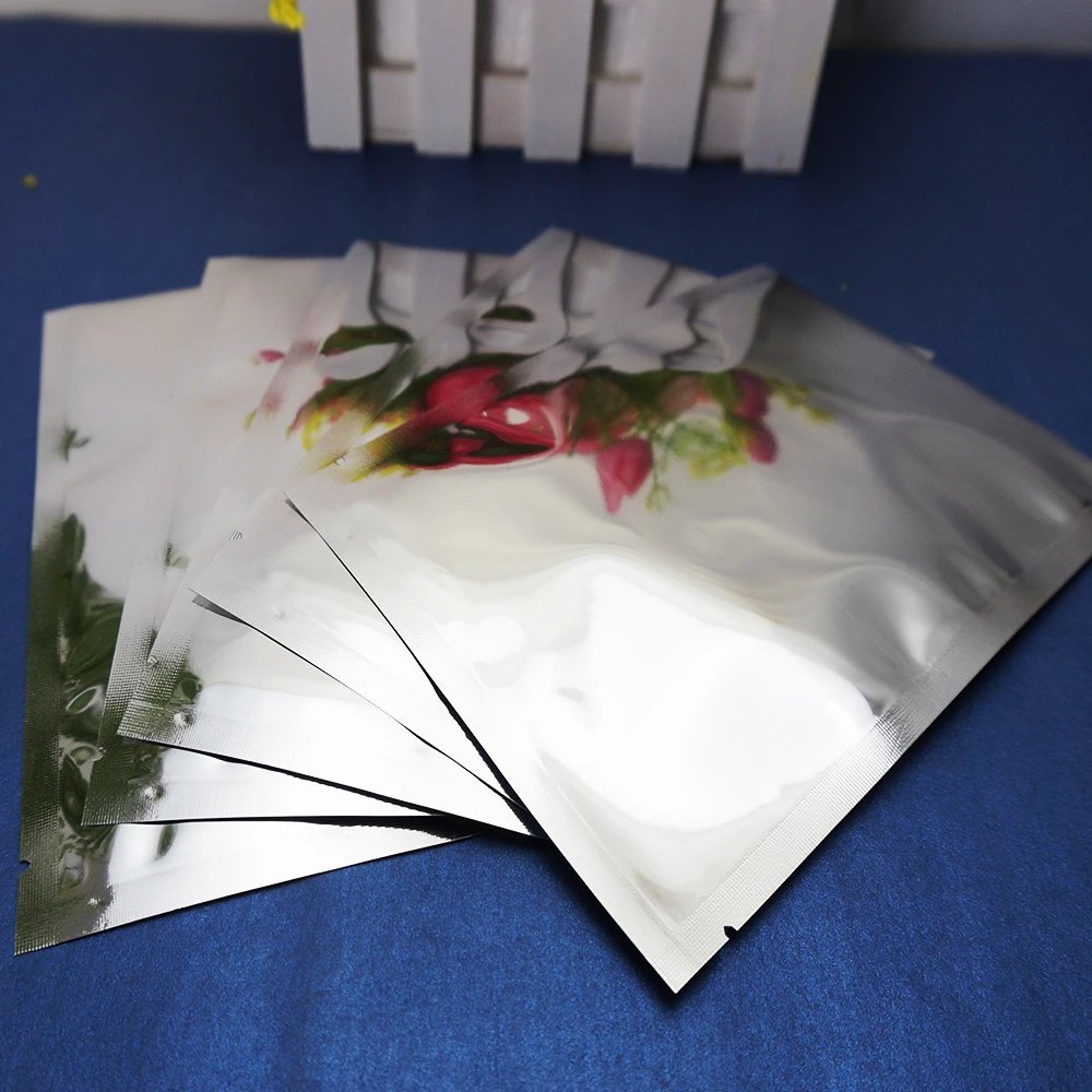 Plastic Food Bag Top Open 100pcs Silver Plating Aluminium Foil Bags Heat Sealable Packaging, Aluminized Pouches Seasoning Sachet