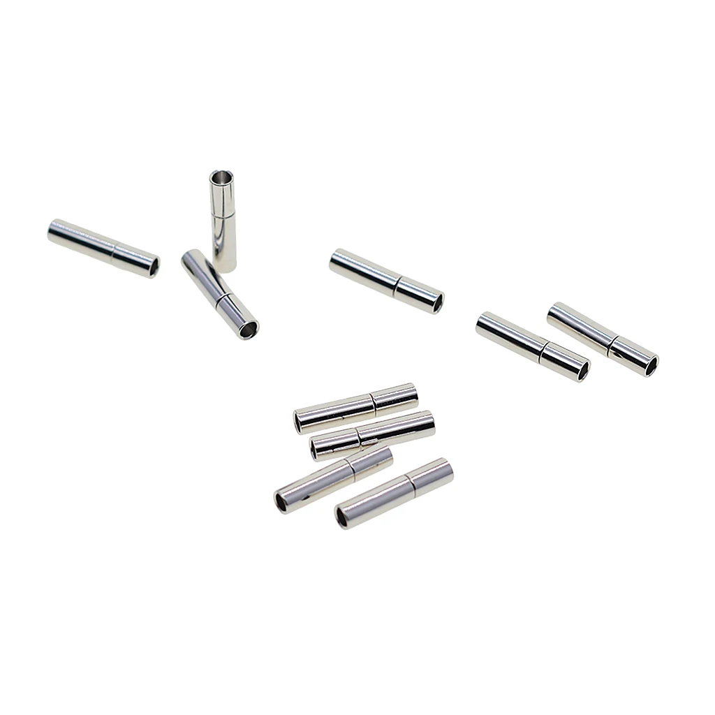10 Sets Cylinder Bayonet Push Clasps Brass Leather Ends for 2mm Round Cord Glue in Buckle Mating Connectors Magnetic Clasps