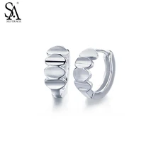 

SILVERAGE Genuine 925 Sterling Silver Fine Jewelry Three Flower Cubic Zirconia Hoop Circle Earrings