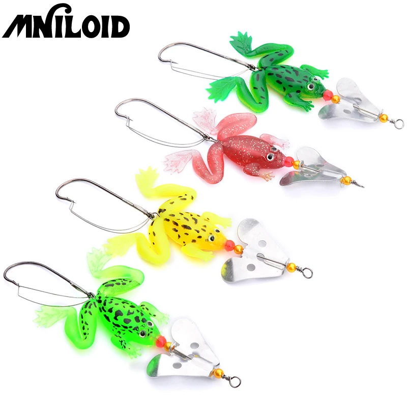 MNILOID frogs Fishing Lure Set 4pcs/lot 6.2g 9cm Rubber Soft plastic