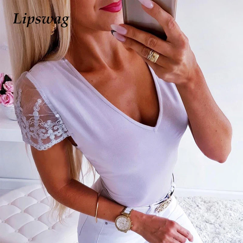 Блузка Lipswag женская летняя с коротким рукавом| |