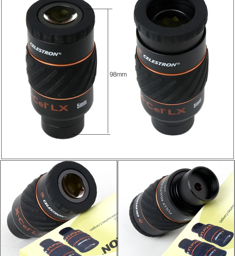 Окуляр Celestron X-CEL LX 2,3 мм 5 мм 7 мм 9 мм 12 мм 18 мм 25 мм широкоугольный телескоп 60 градусов планетарный окуляр туманности 1,25"