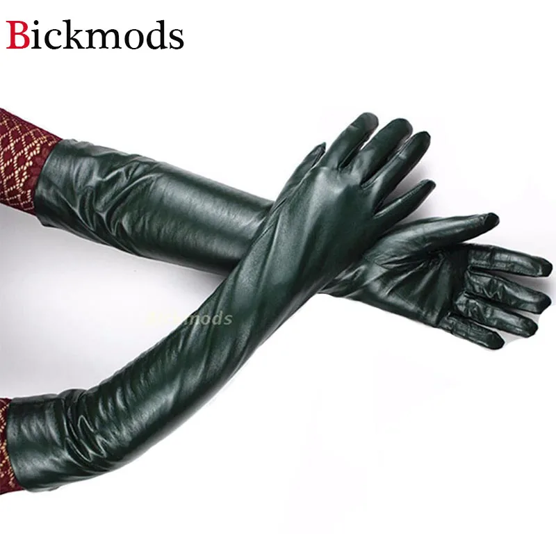 elbow length leather gloves