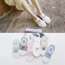 Милые животные Хаски женские хлопковые белые носки собака Женские однотонные носки забавные каваи Мопс meias soks Нескользящие силиконовые