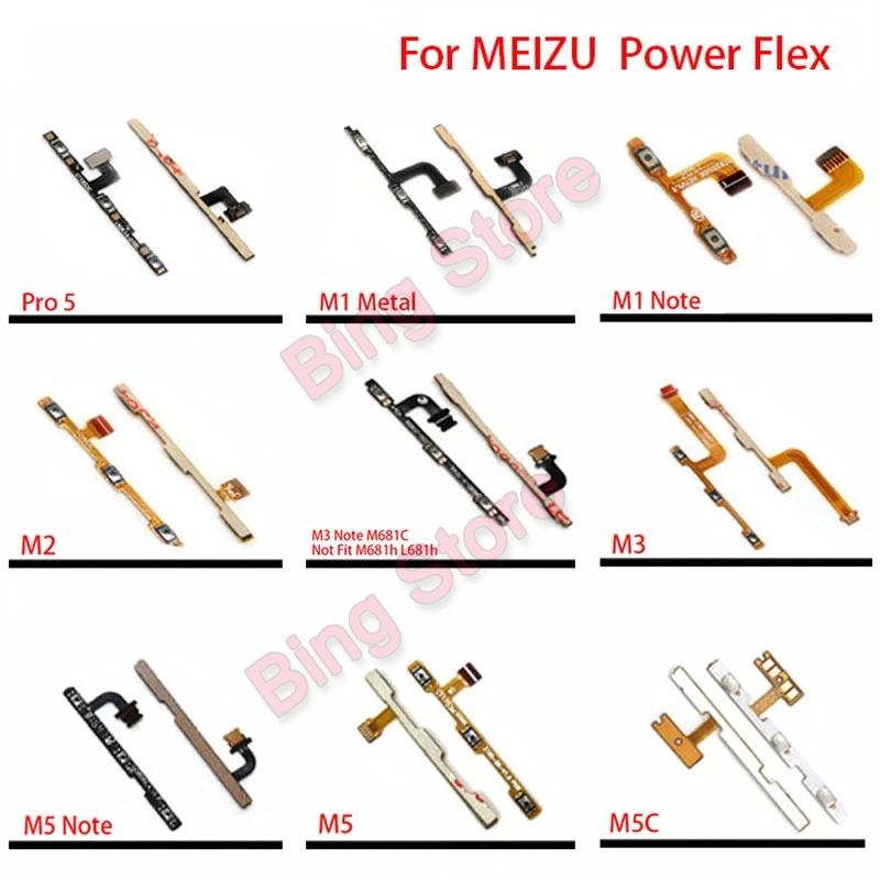Шлейф Кнопки громкости для Meizu MX4 MX6 MX5 PRO 5 M2 M3 M5 M5S M5C Note M3S M1 металлический гибкий