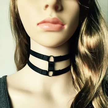 

black adjustable harness necklace body harness fetish wear harajuku gothic harness cross