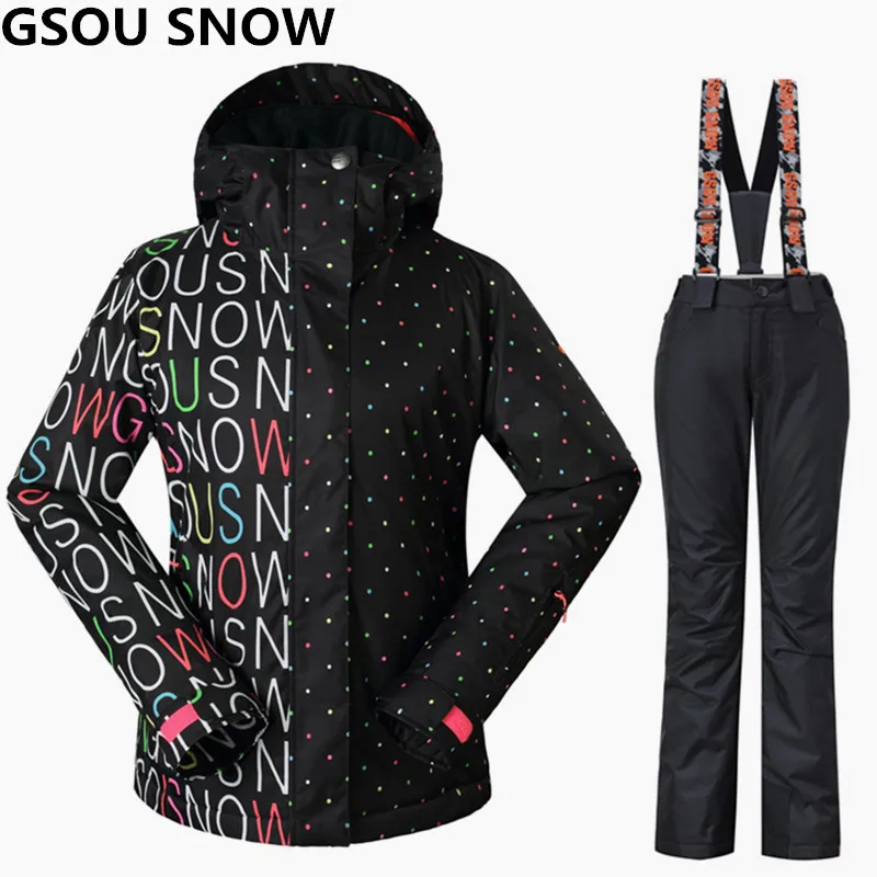 Gsou зимние женские лыжные костюмы куртки и брюки для сноуборда ветрозащитные