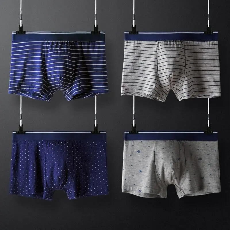 

4pcs/lot Men Underwear Boxers Man Thin Short Breathable Flexible Comfortable Shorts Boxers Striped Male Underpants Set