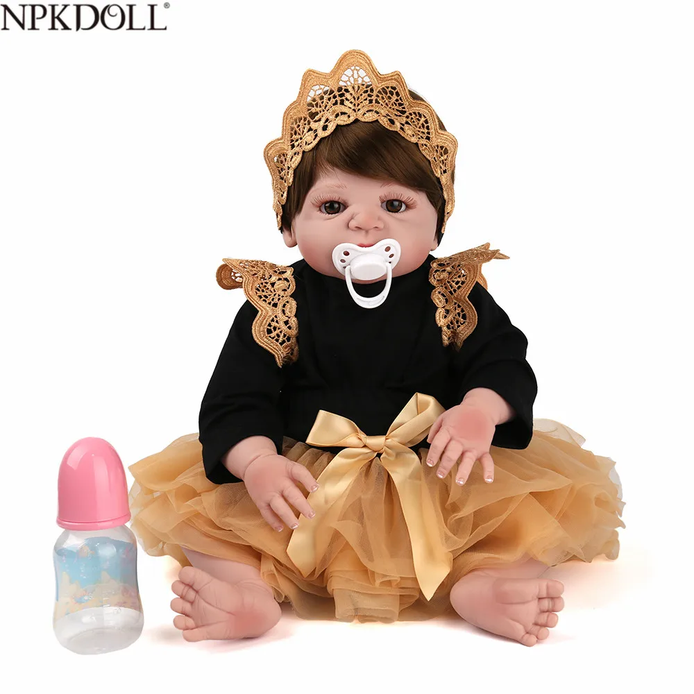 

NPKDOLL Baby Reborn 55cm Realistic Reborn Bebes De Silicone Lifelike Baby Reborn Silicone Inteiro Menina Baby Doll for Girls