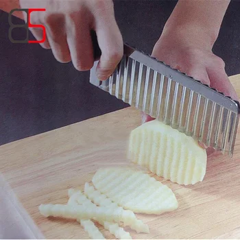 

1Pc Stainless Steel Potato Wavy Edged Knife Gadget Vegetable Fruit Potato Slicer Cutter Peeler Cooking Tools Kitchen Accessories