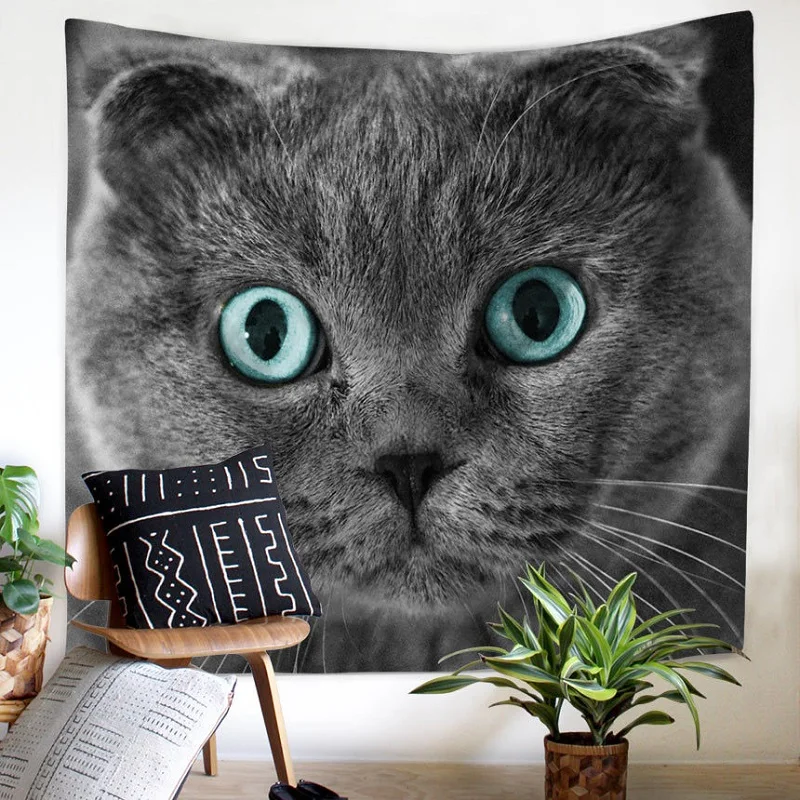 TUEDIO 3D Creative Cute Cats Series Pattern Polyester Tapestry Animal Printed Pets Wall Hanging Mural Living Room Home Decor | Дом и сад