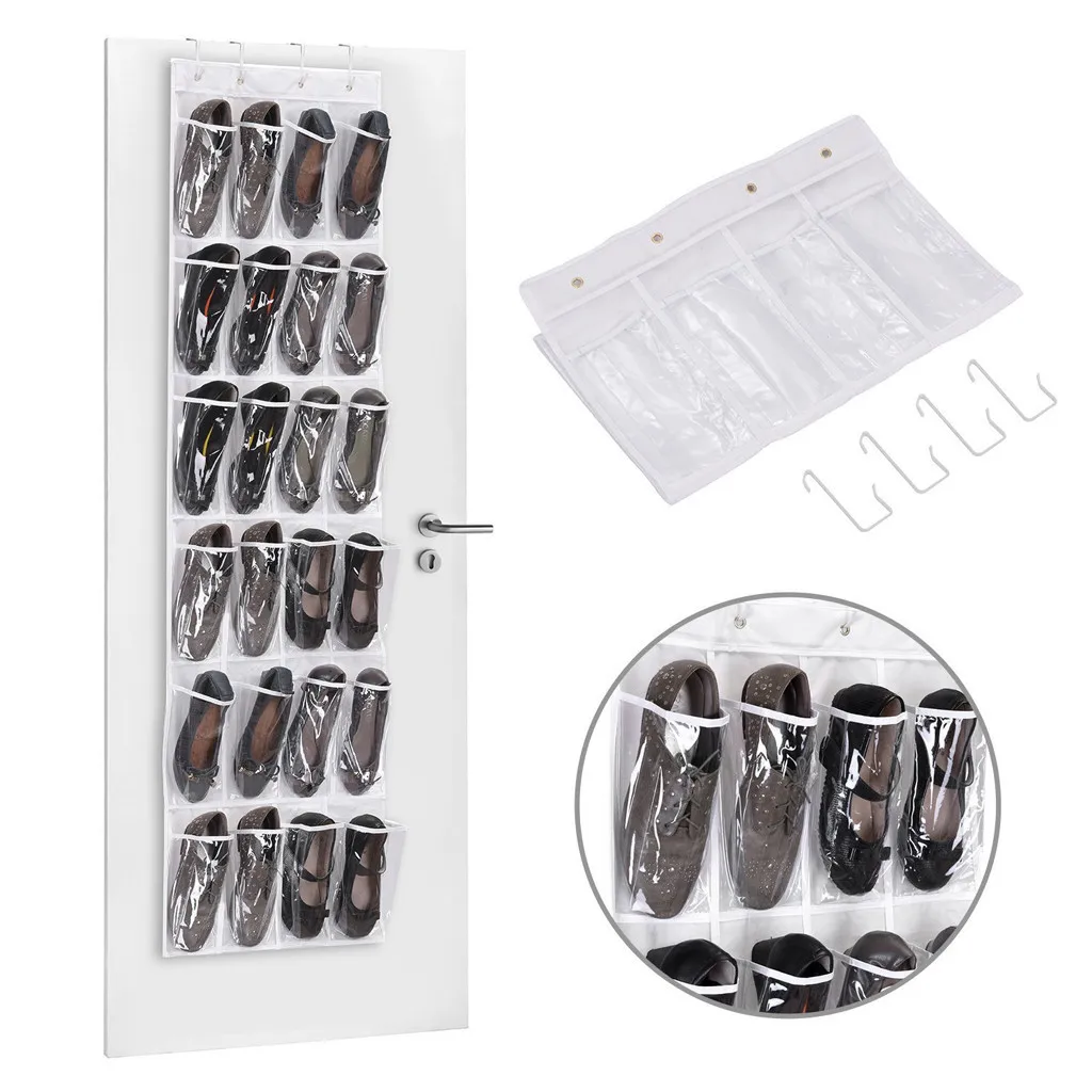 

Pockets - Simple Houseware Crystal Clear Over The Door Hanging Shoe Organizer Crystal Clear Over The Door Hanging Shoes Hanger