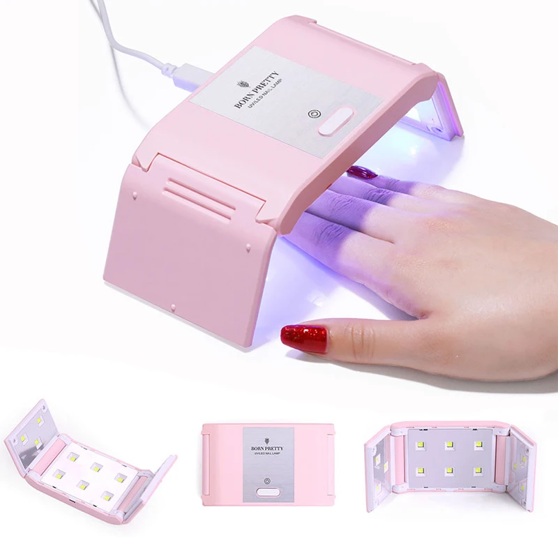 Сушилка для ногтей BORN PRETTY 24 Вт, УФ-лампа, 12 светодиодов, USB, для отверждения всех гелей, розовый, черный, эргономичный дизайн, инструменты для лечения Ногтей