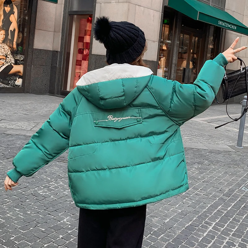 

Hooded Women parkas 2019 winter jacket coats loose style Pocket Hooded Thick Warm Parka Coat Women Padded Chamarras De Mujer