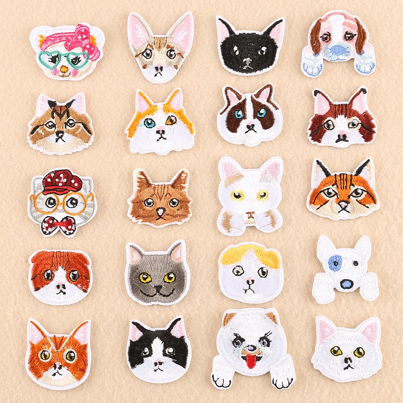 1 PCS Cute Dogs and Cat Patches for Kids Clothes Iron on Appliques DIY