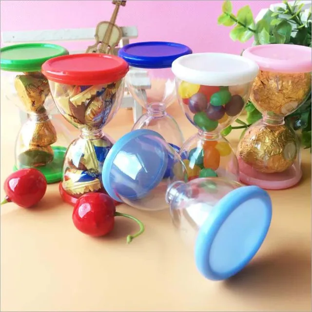 6 Colors 20pcs Plastic Funnel Shape Candy Boxes Baby Shower gift box Birthday Party Wedding ...