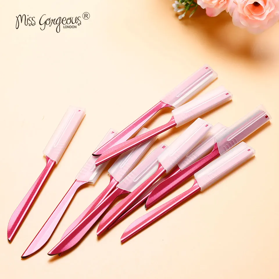 

Miss Gorgeous 10Pcs Eyebrow Trimmer Blades Shaver Womens Facial Face Razor Eyebrow Razors Hair Remover Knife Comestic Tool
